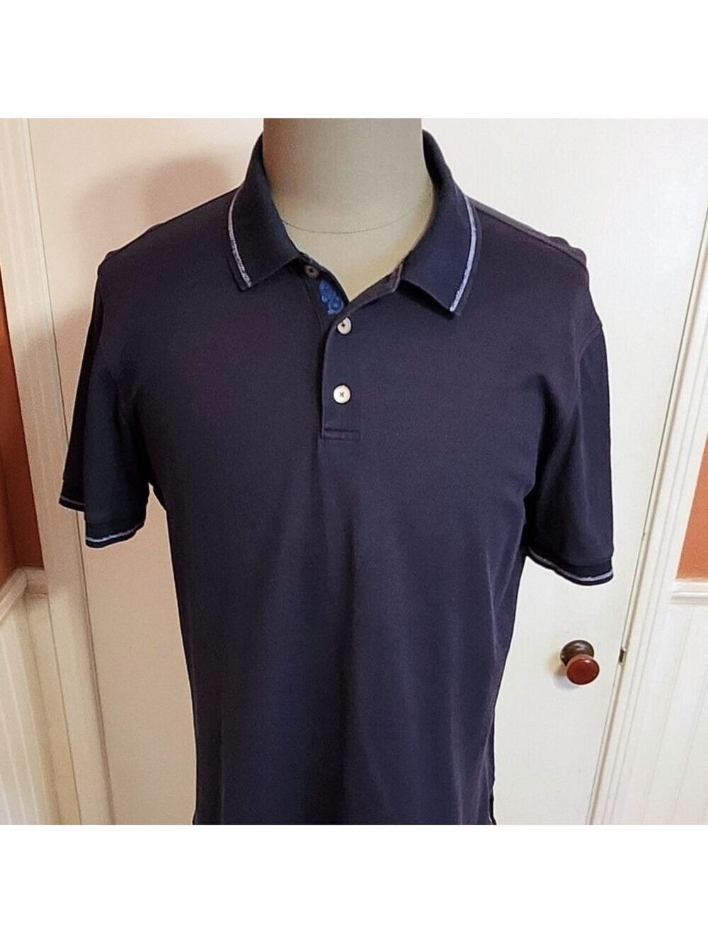 Robert Graham Polo Shirt Navy Cotton Large - Picture 2 of 10